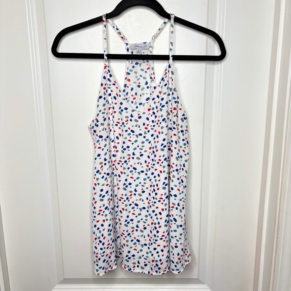 White Birch Womens Confetti Abstract Print Racerback V-Neck Cami Top White Small